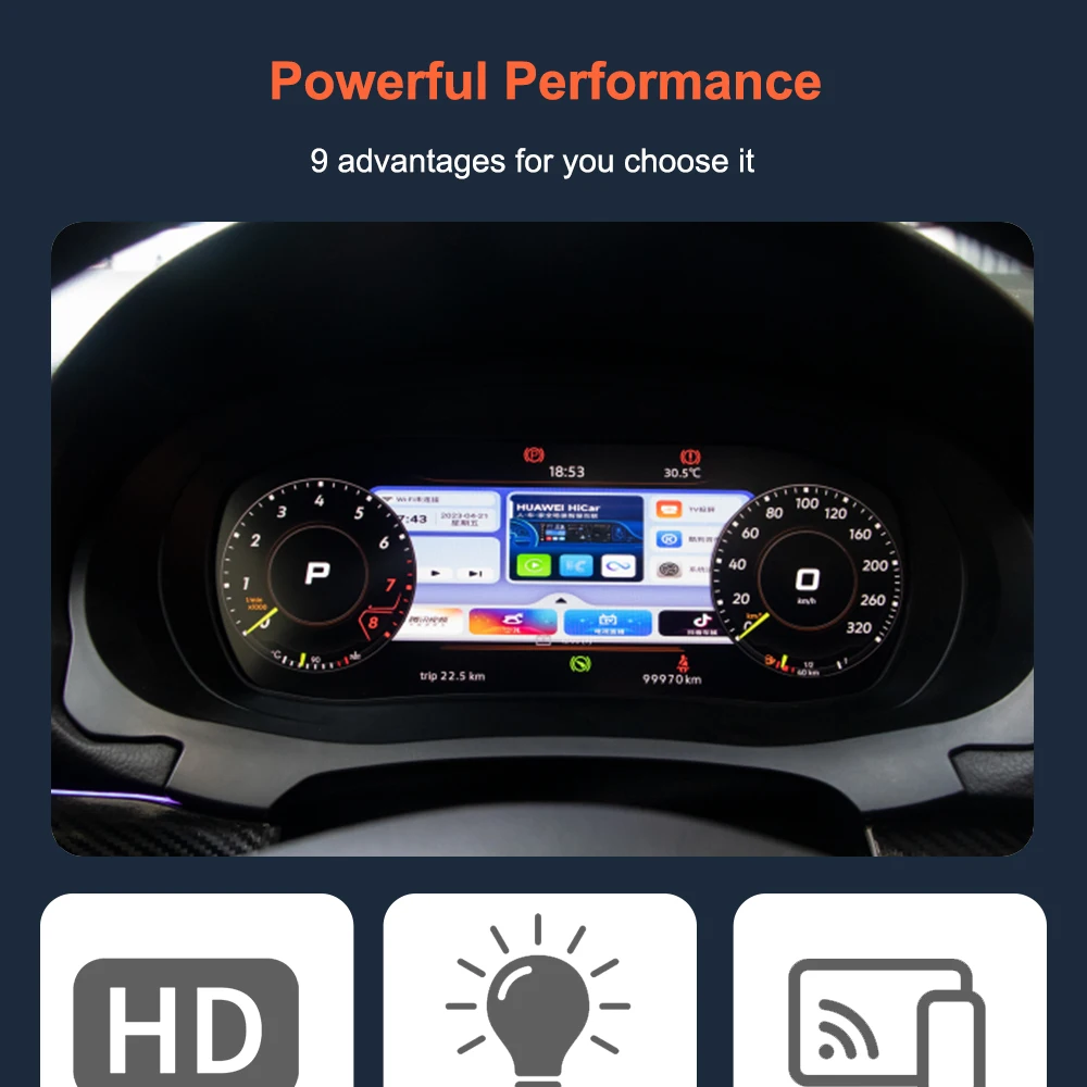Bonroad 10.3" Lcd Digital Dashboard Cluster For Volkswagen Golf 6 MK6 2008-2014 Speedometer Virtual Instrument Cluster CockPit – Detail 2