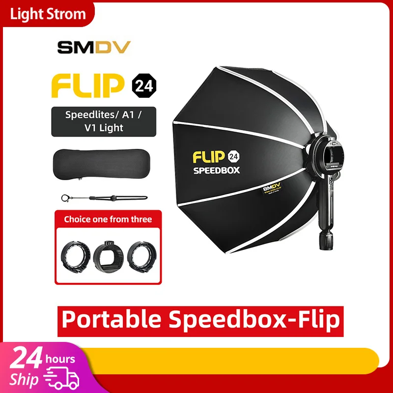 SMDV Flip 20 24 28 Quickly Release Parabolic Out Door Softbox for  A1 Godox V1 AD100PRO V860II AD200 Flash Soft box