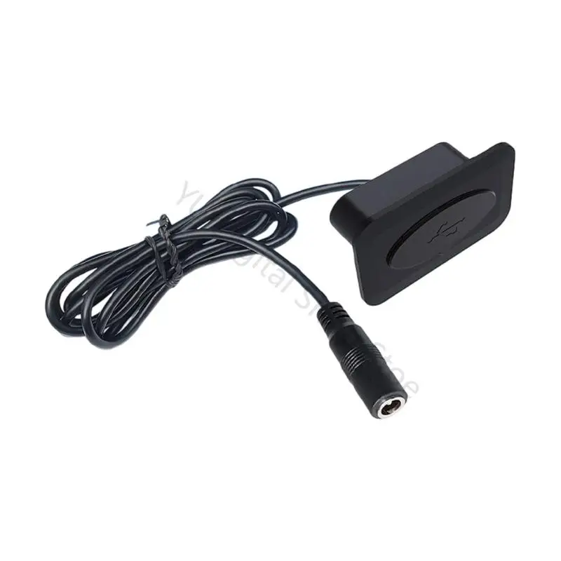 96BA Household USB Power Outlet with DC5521 Cable, USB A and USB C Furniture Mount for Desk Bedside Table Cabinet Use