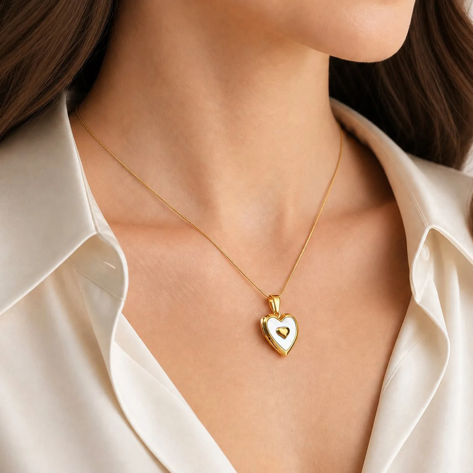 Custom Photo Heart Locket Necklace, Personalized Picture Pendant in Gold Plated Stainless Steel, Memorial Gift for Women