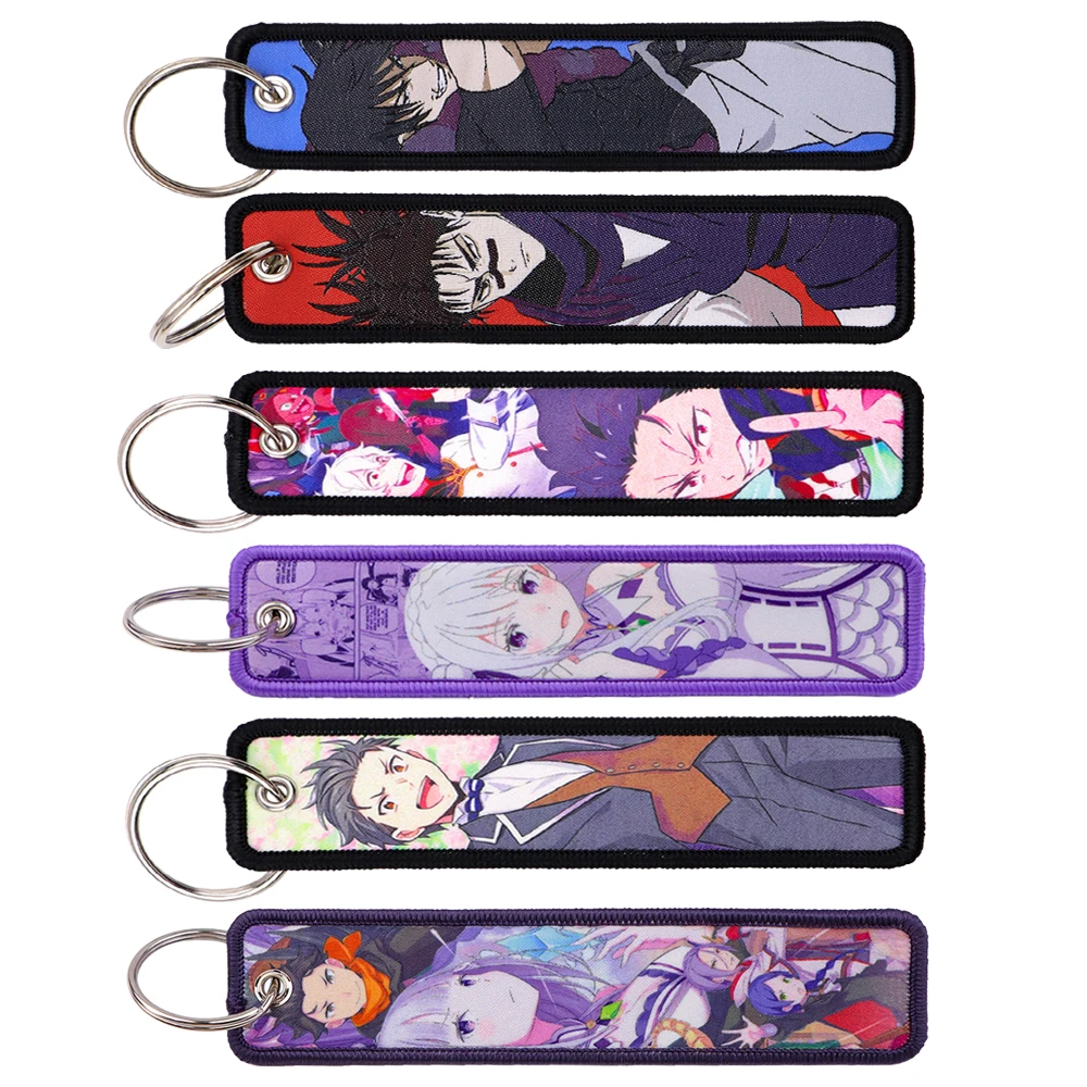 1 Stück Anime-Schlüsselanhänger für Motorräder und Autos, für Männer und Frauen, Schlüsselanhänger mit Stickerei, Schlüsselring-Zubehör, Geschenke