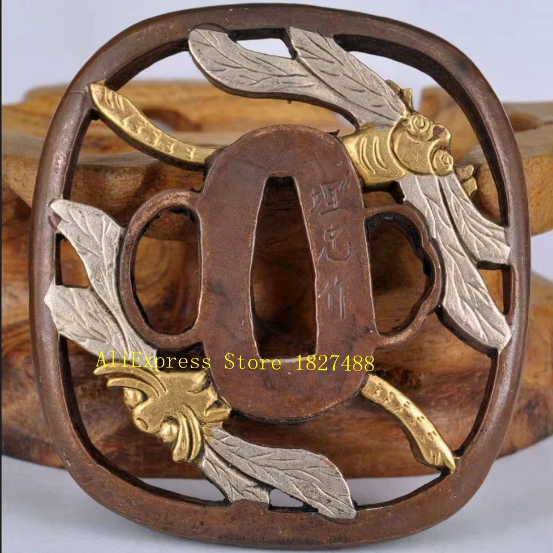 Maravilhoso libélula tsuba artesanal três cores guarda de cobre katana wakizashi handguard peças espada japonesa espaçador acessórios