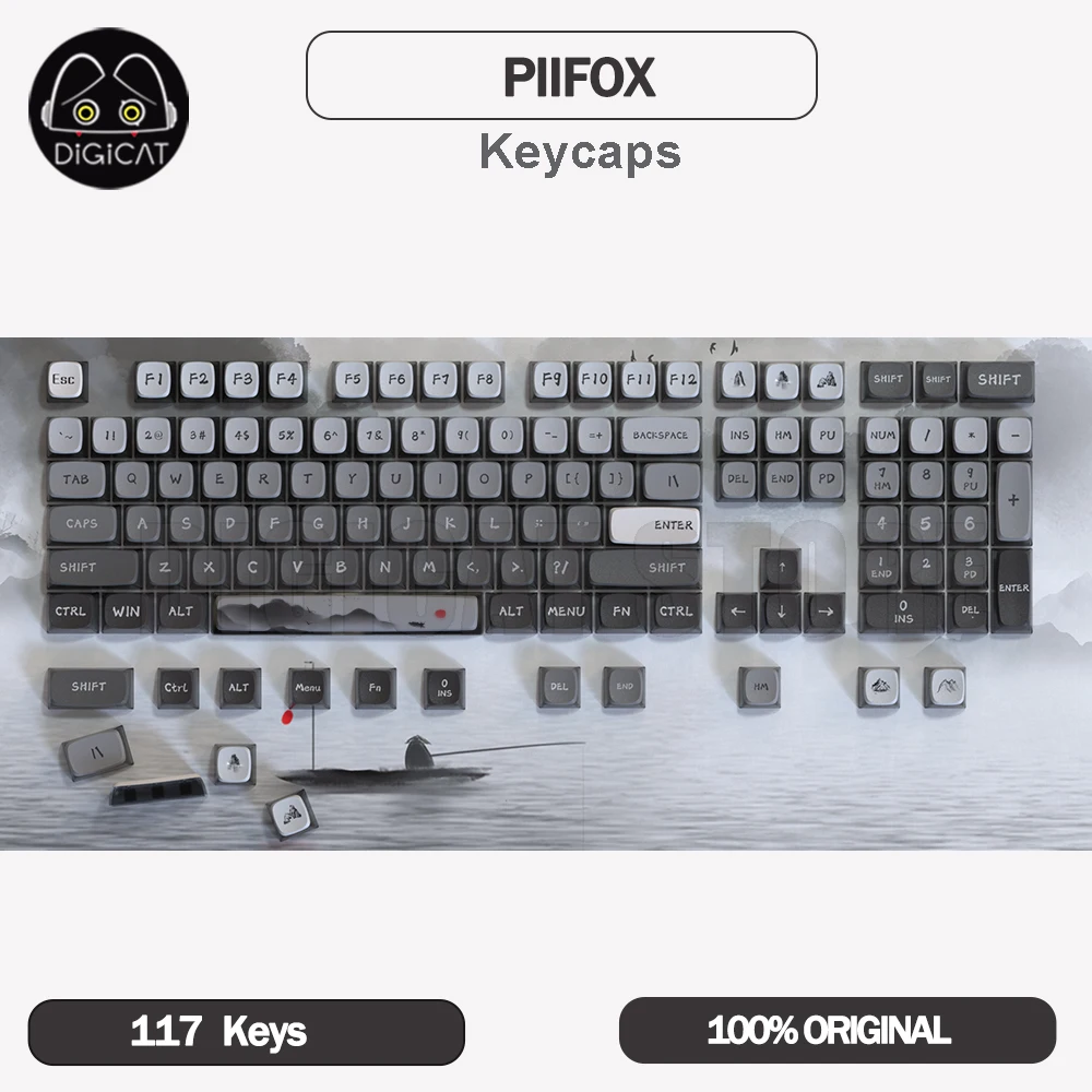 

PIIFOX Keycaps Navigation Transparent Keycaps 117Key ASA Keycap PBT For Pc Gamer Accessories Thermal Sublimation Key Caps Gift