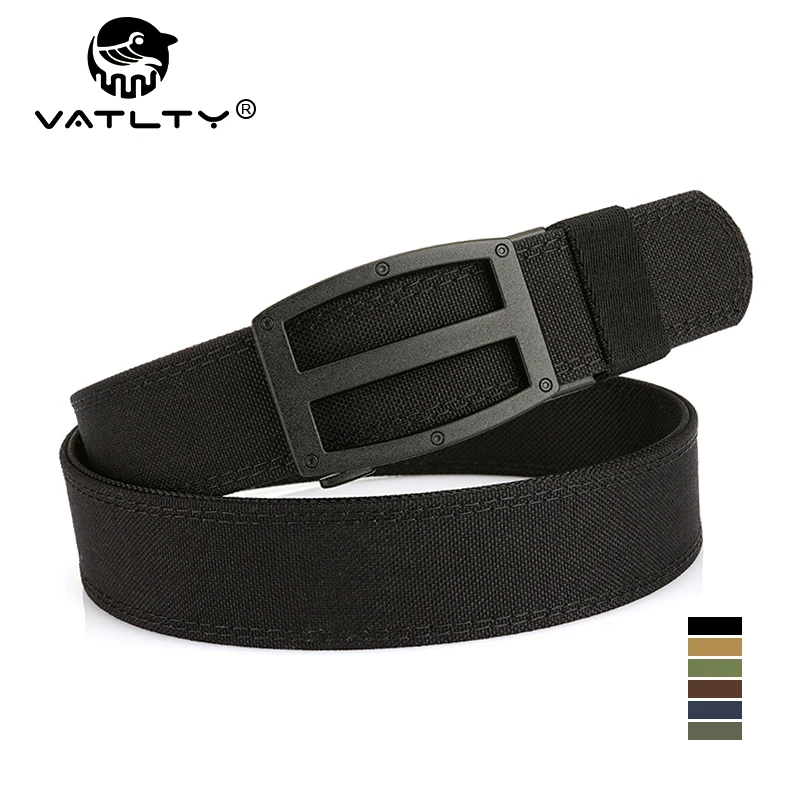 VATLTY 2024 Men's Tactical Belt Zinc Alloy Automatic Buckle Sturdy Nylon Police Duty Military Gun Belt Blue Casual Belt Male