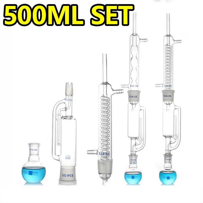 

1 set of snake/spherical fat extractor, 500ml Soxhlet extractor, high borosilicate glass
