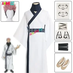 ANIMECC in Stock S-2XL Ryomen Sukuna Cosplay Costume Wig Tattoo Japanese Kimono Fancy Suit Outfit Halloween Carnival Uniform Men