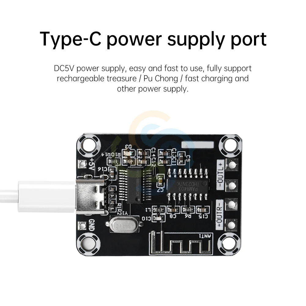 DC5V XH-A155 Mini PAM8403 Ultra HD Class D Bluetooth Digital Amplifier Board 5W+5W Amplifier Board TYPE-C Power Supply