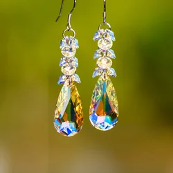 New fashion fashion jewelry crystal earrings long water drop tassel ladies earrings Japanese and Korean personality earrings