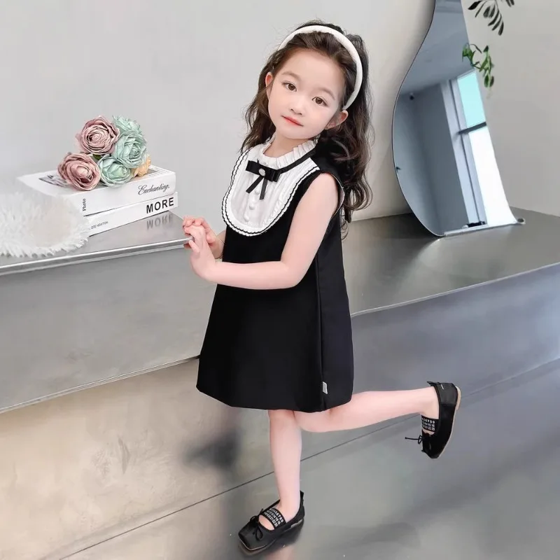 Summer Dress Fashion New High-end Girls Dress Elegant Temperament Versatile Lace Girls Clothes Lace Vest Straight Princess Skirt
