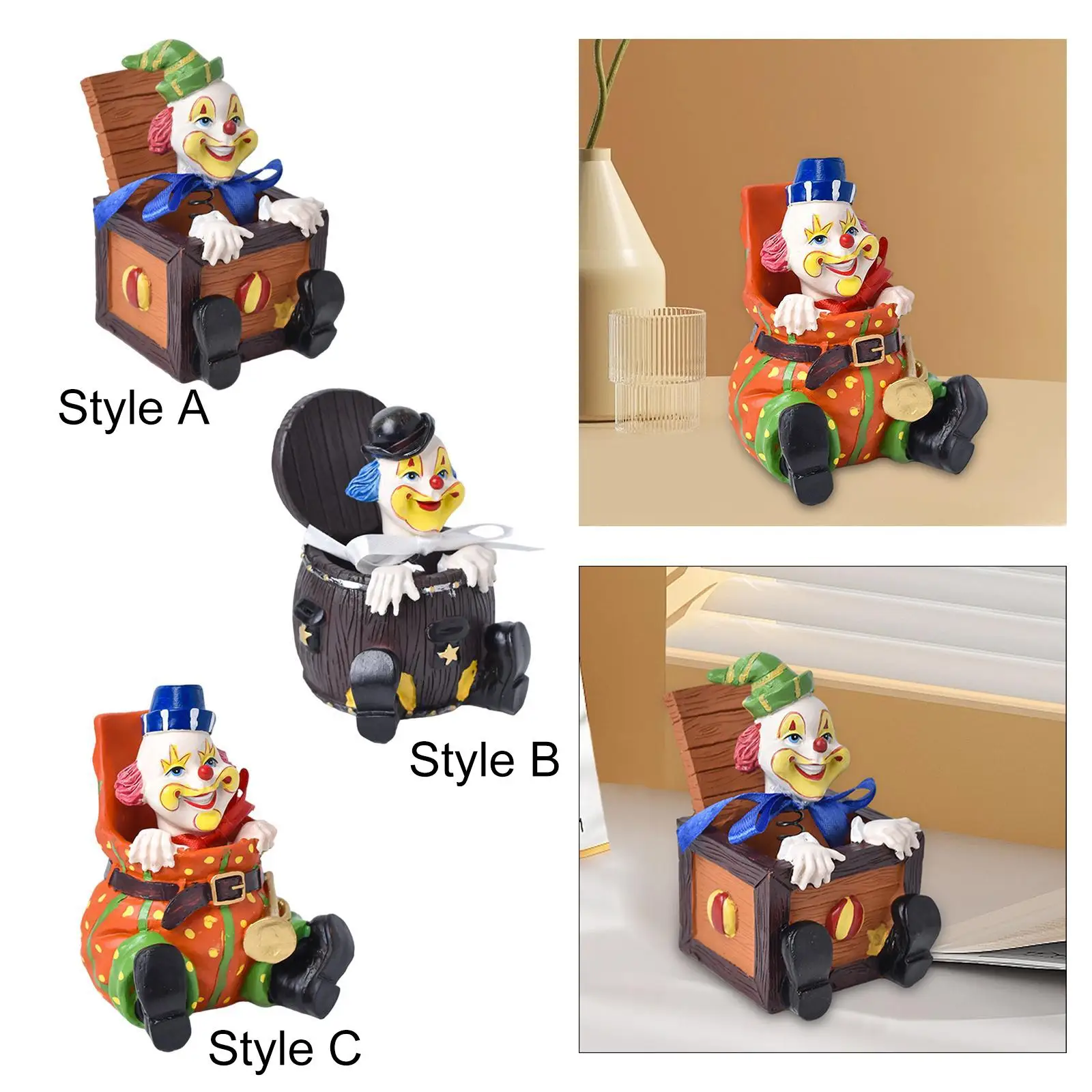 Clown Sculpture Halloween Clown Ornaments Toy Interesting Creative Home Table