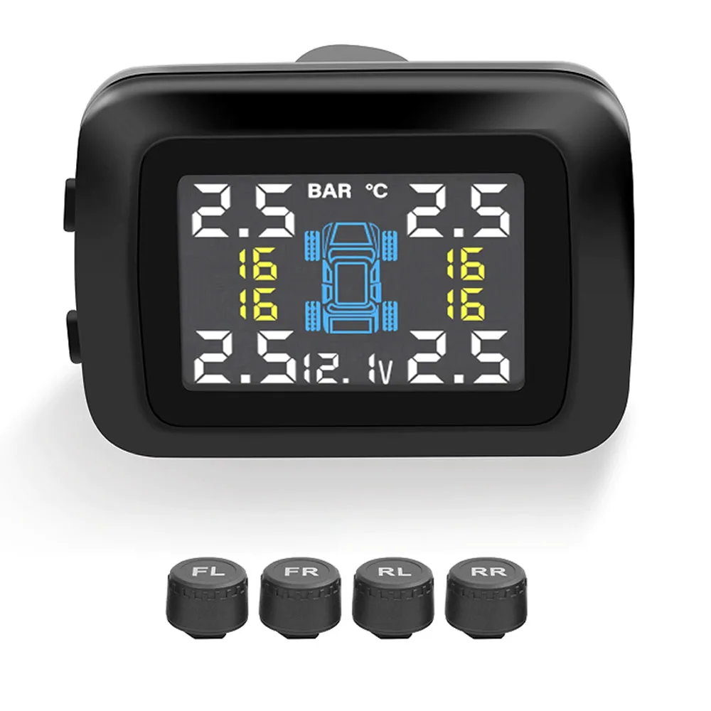 Auto-TPMS-Reifendrucküberwachungssystem für Zigarettenanzünder, 3-in-1-LCD-Display mit Spannungs- und Temperaturalarm sowie 4 externen Sensoren TY09 – Detail 2