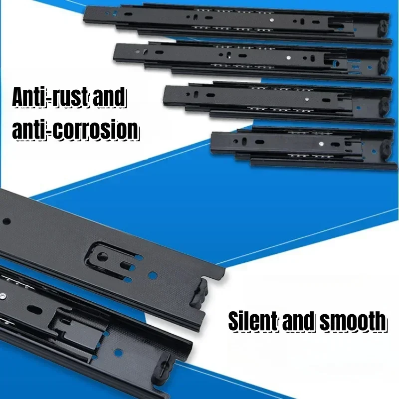 Drawer Rail 10~16Inch Cold Rolled Steel Drawer Slides Close Drawer Sliding Track Two-Section Cabinet Slides Furniture Hardware
