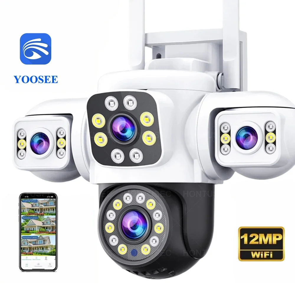 yoosee-屋外監視カメラ6k-12mp-3レンズwifi-ptz-ip-ip66防水双方向オーディオ自動追跡