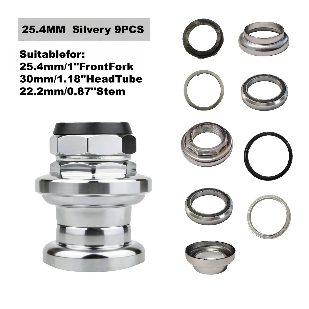 25,4 mm/1 Zoll und 28,6 mm/1-1/8 Zoll Gewinde-Käfiglager und Dichtungslager Fahrrad-Steuersatz für 30 mm/34 mm Steuerrohr, leichter Fahrrad-Steuersatz – Detail 17