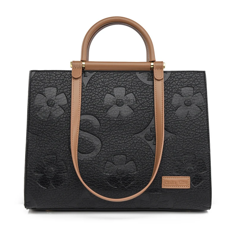 

Tote bag, fashion embossed large bag, simple and elegant commuter bag for women, large-capacity ladies' handbag