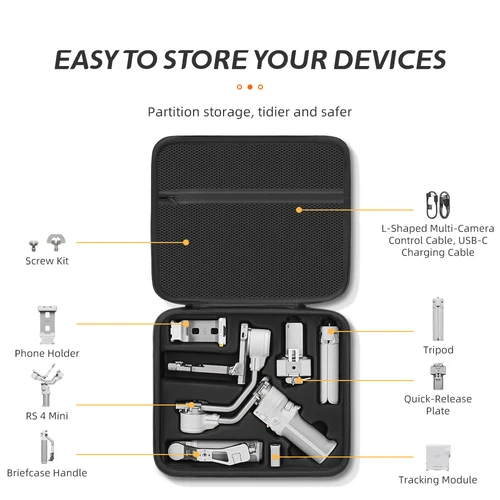 Imagen 2 del producto Bolsa de Almacenamiento XFJI para DJI Ronin RS 4 Mini Combo, Accesorios para Estabilizador de Gimbal, Estuche Rígido de Nailon Portátil, Organizador