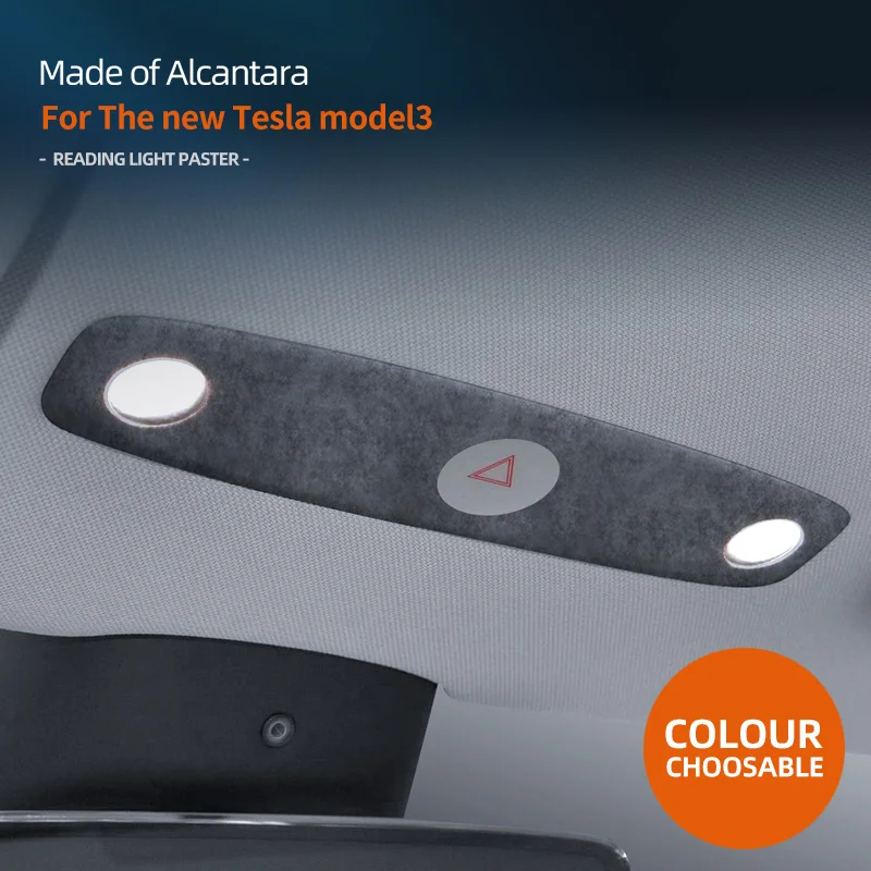 

For Tesla Model 3 Highland 2024 Alcantara Trim Interior Front Reading Light Panel Frame Trim Sticker Car Interior Accessories