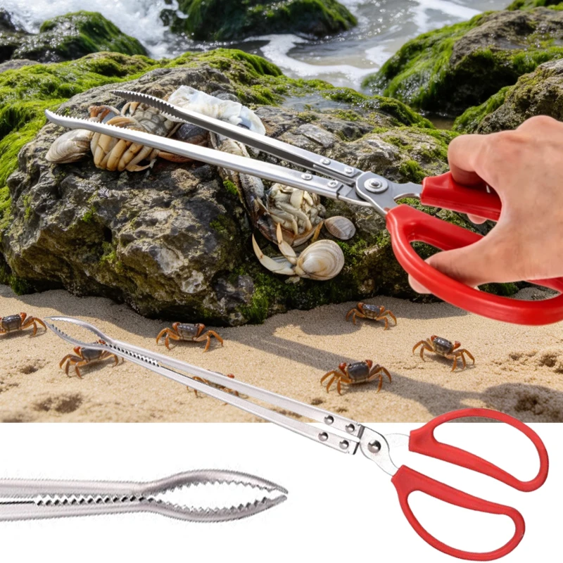 Stainless Steel Seafood Hand Tool Outdoor Garbage Tongs Crab-catching Magic Tools Tongs Loach Pliers Anti-slip Crab Fish Pliers