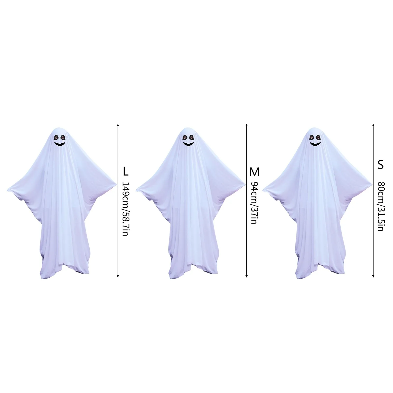Disfraz de fantasma de Halloween para hombre y mujer, traje familiar de fantasma blanco, capa de terror para truco o tratamiento, Unisex, novedad de 2024