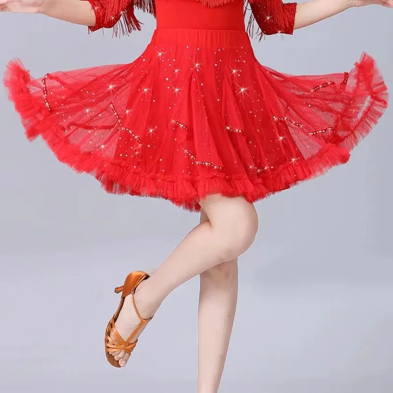 Saia de dança latina meio longa elegante para mulheres, novo estilo, confortável, suave, salão de baile, roupa dançante valsa, traje moderno de dança