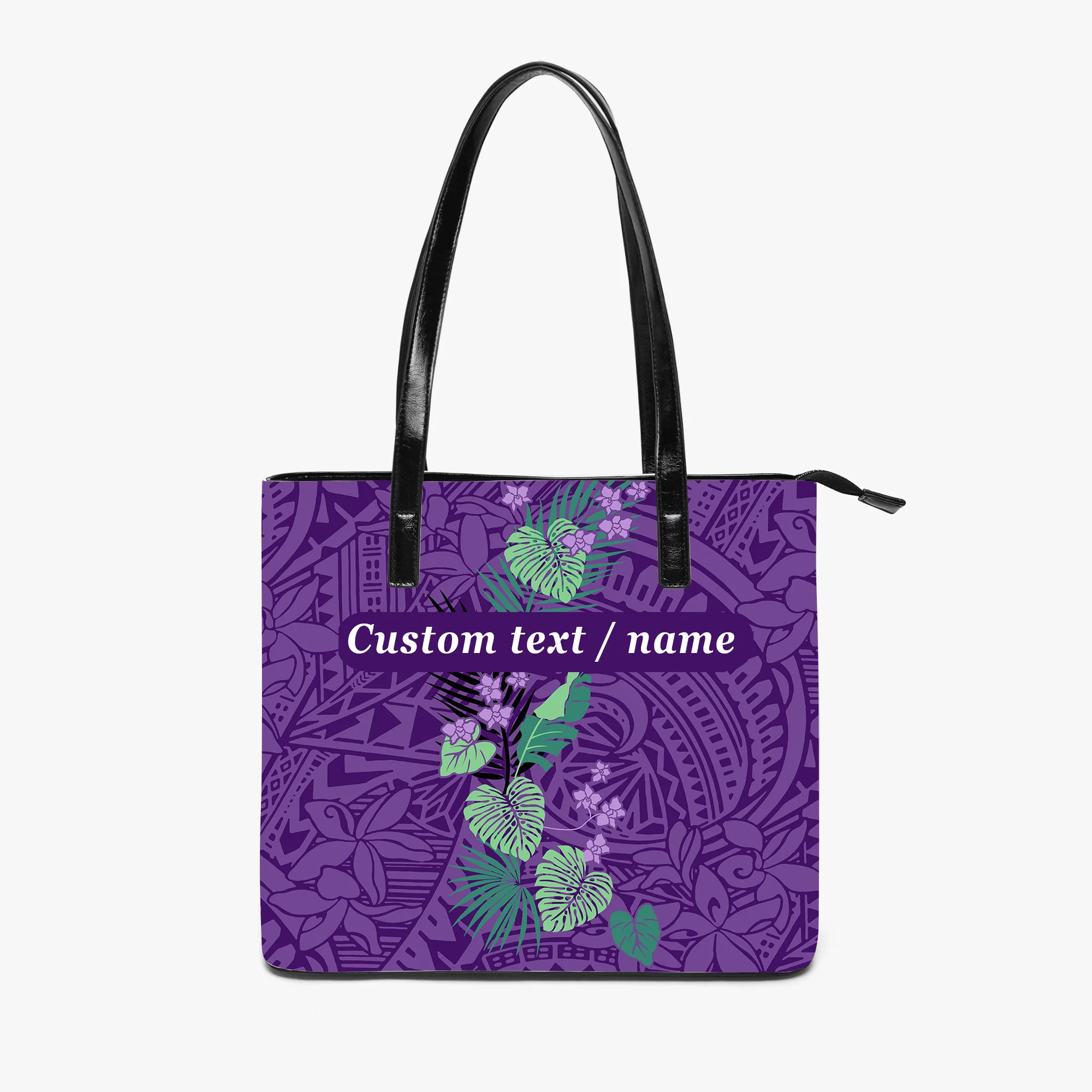 

Custom Name Personalized Text Pattern Women'S Handbag Polynesian Island Flower Design High-Quality Large-Capacity Women'S Bag
