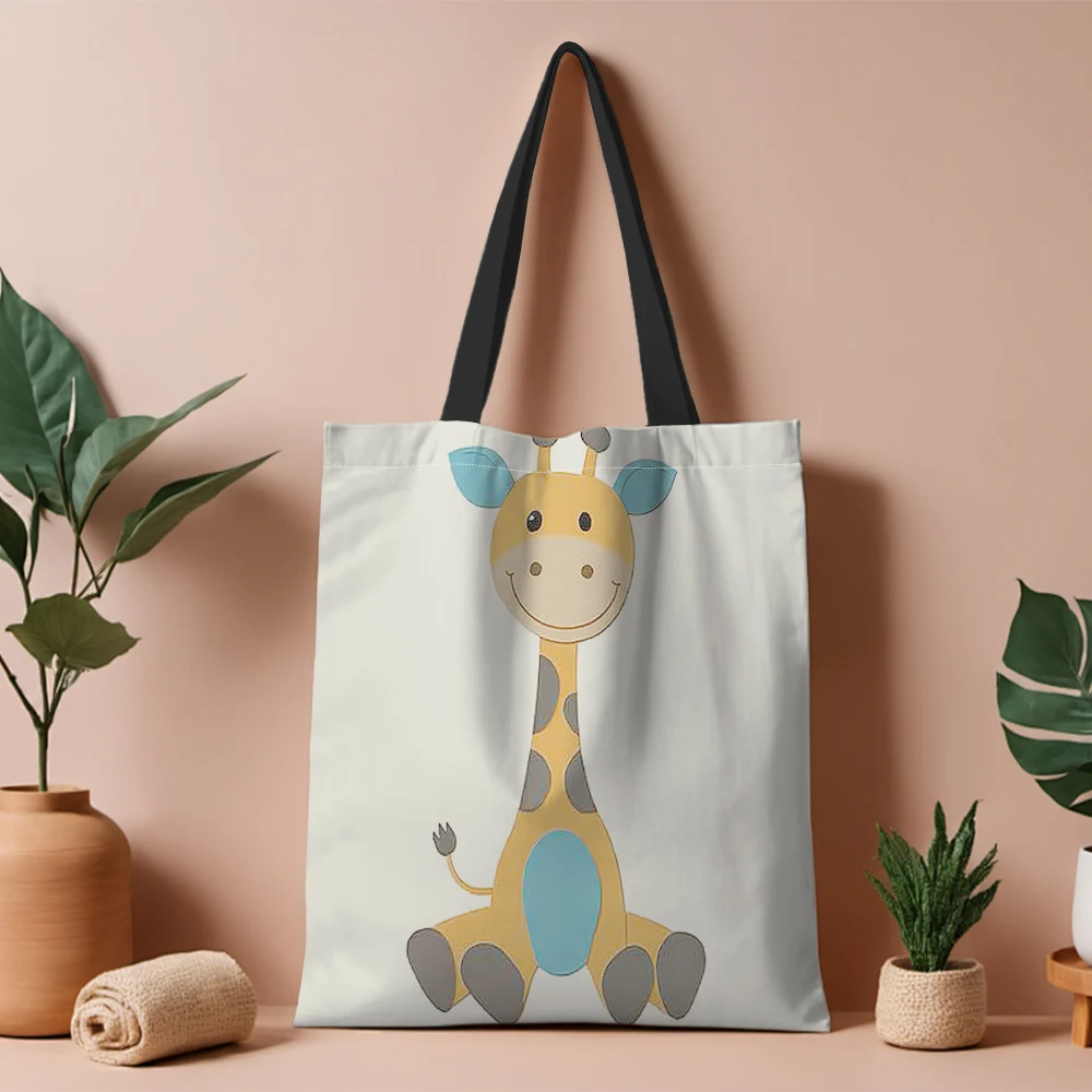 1Pc Borse a tracolla modello giraffa animale Borsa tote Borse portatili riutilizzabili per palestra Weekend Beach Viaggi Generi alimentari Shopping