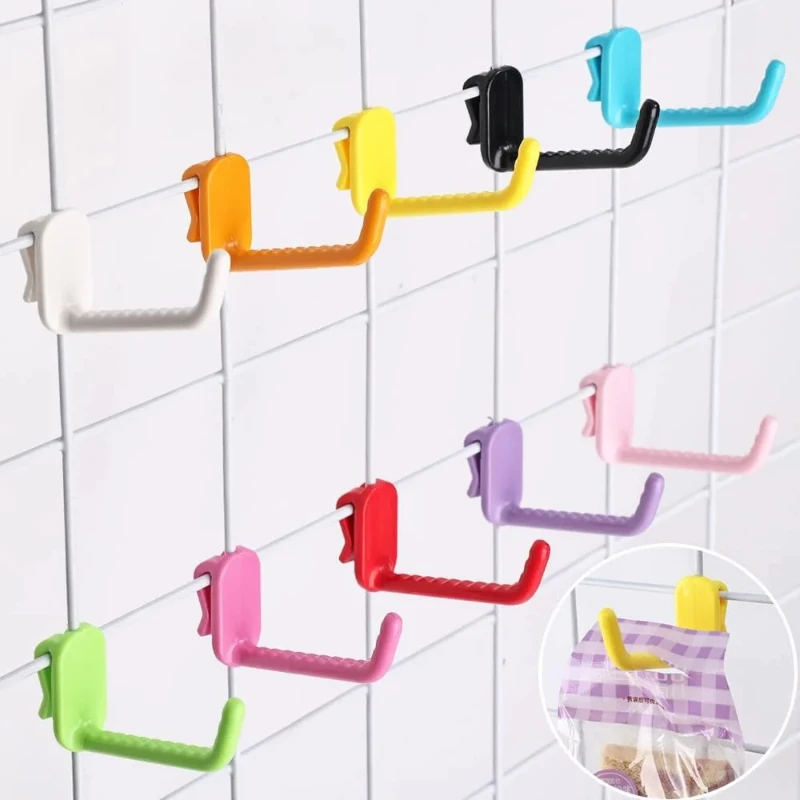 5/10pcs Grid Rack Hooks Supermarket Display Net Panel Racks Prismatic Net Wall Net Racks Shelves Snacks Jewels Storage Hooks