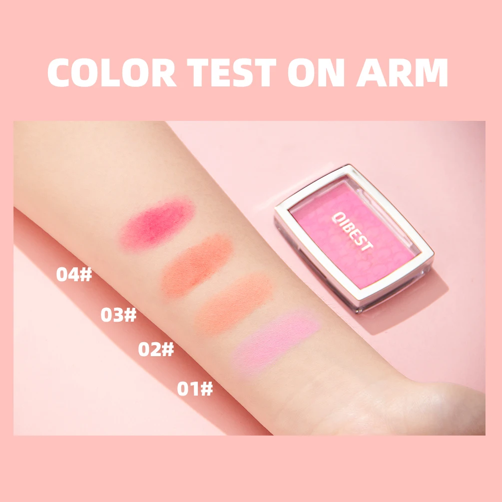 QIBEST 4 Colors Natural Matte Blush Powder Nourishing Long-Lasting Face Blusher Peach Cream Cheek Tint Rouge Makeup Cosmetics