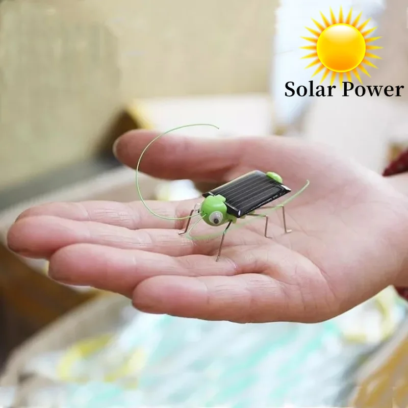 1PC Creative Mini Solar Energy Powered Robot Grasshopper Educational Simulation Kid Toy Gift Funny Moving Toy Solar Insect