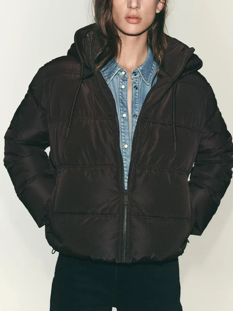 

European and American style 2025 autumn new products women's clothing fashionable short hood thick cotton jacket coat