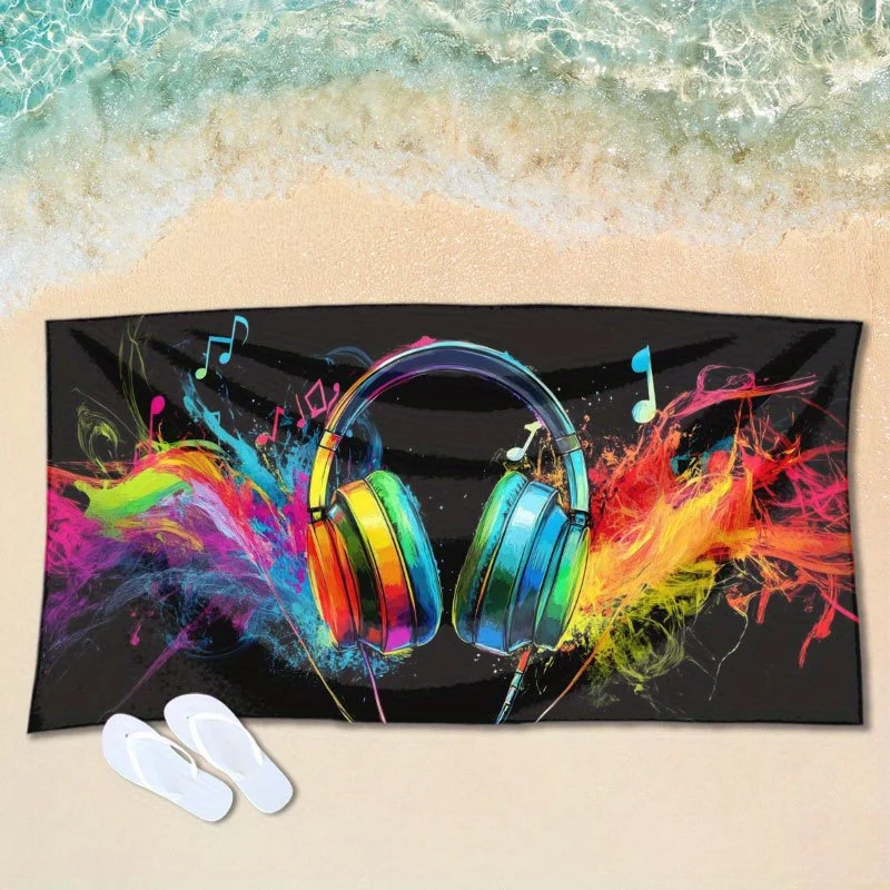 Vibrant Music-Themed Extra Large Microfiber Beach Towel Quick Dry Sand Free Lightweight Super Absorbent for Swimming