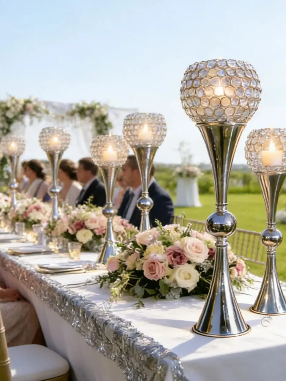 50-100cm 5-10pcs Gold Base Crystal Centerpiece Wedding Crystal Pillar Candelabra Wedding Crystal Tall Tealight Holder