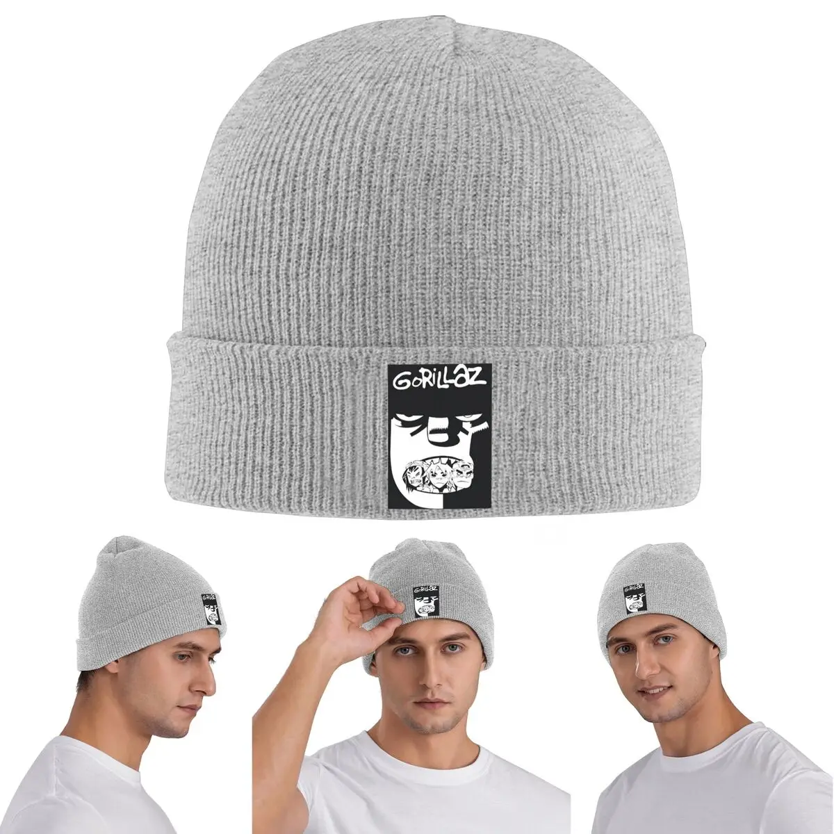 

Теплая вязаная шапка с символом горилла, зимняя вязаная шапка с капюшоном, шапочки Skullies, шапки в стиле хип-хоп для унисекс