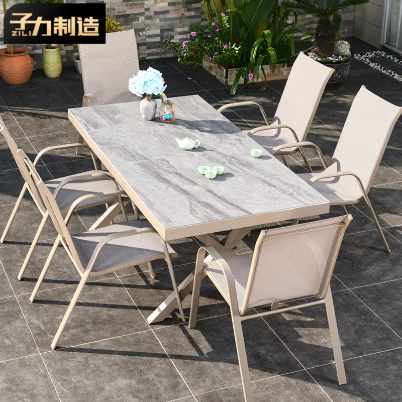 Zili outdoor Nordic table and chair courtyard leisure rock slab terrace outdoor roof garden open-air balcony rain