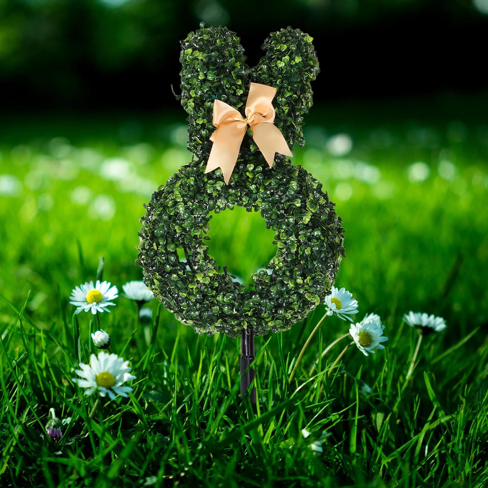 

Easter Bunny Topiary Artificial Rabbit Plant Decorative Bow Simulation Tree Stake Garden Festival Decor Bunny Topiary Outdoor