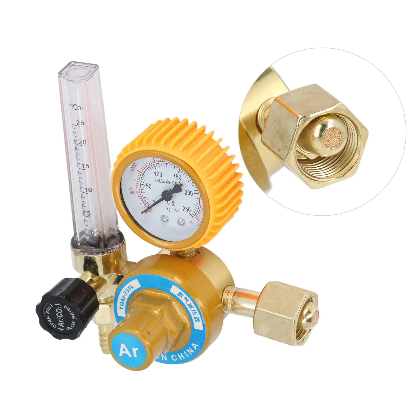 Alumínio Alloy Argon Gás Pressure Reducer, TIG Flow Meter, 0 a 3500psi