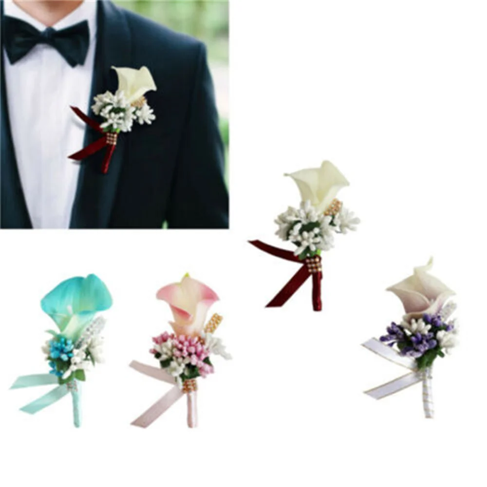 Men's Corsage Groom Boutonniere Wedding Corsage Pins Brooch Flowers Artificial Groomsman Buttonhole Flower Marriage Accessories