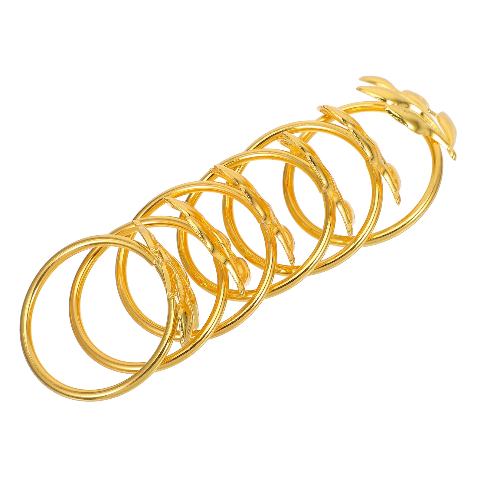 

Metal Napkin Rings Gold Round Dinner Table Decorations Golden Holds Autumn Leaf Floral Party