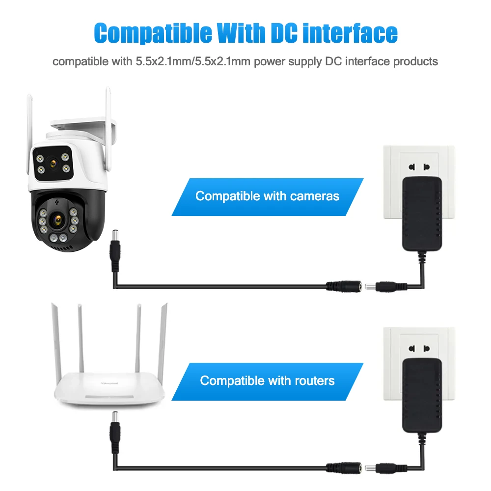 Imagem -06 - Plug para Câmera Cctv Cabo de Extensão Metros dc 12 v Power 5.5 mm x 2.1 mm 20 ft 3m m 10m 12 Volt dc