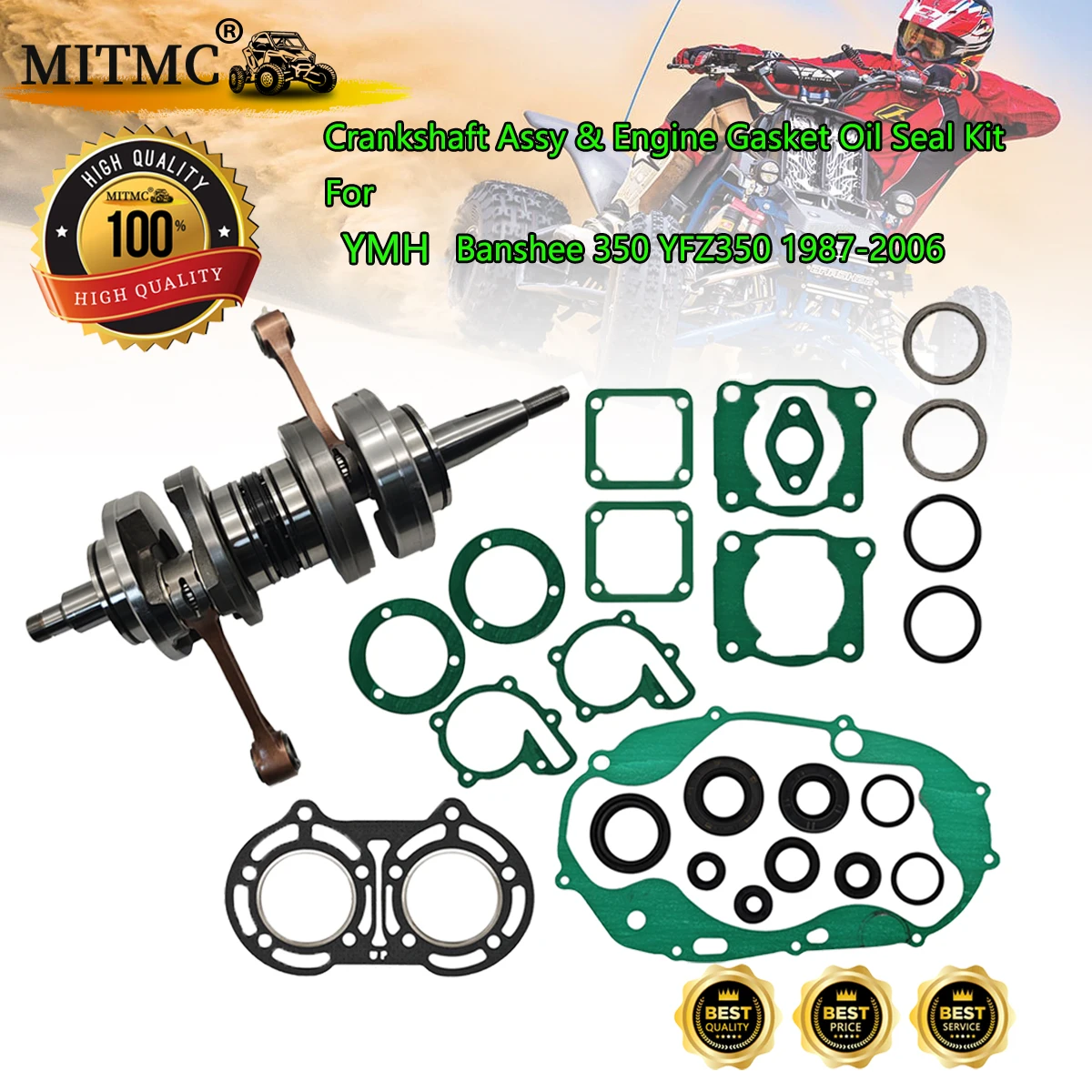 High Quality Crankshaft Assy & Gasket Oil Seal Kit For YMH Banshee 350 YFZ350 1987-2006 29L-11400-30-00 29L-11400-21-00