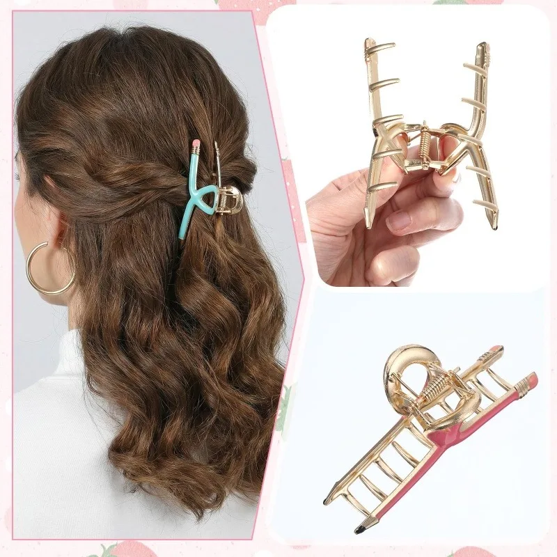 Pencil Shape Hair Claw Clips for Women Back to School Teacher Hair Clips Grip Clip Claw Clips for Thick or Thin Hair