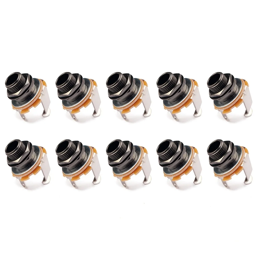 

10 PCS Black Jack Yellow Film Guitar Plate Socket Connector Output Input Endpin