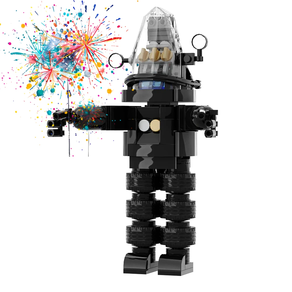Gobricks MOC Forbidden Planet Mecha Black Robins, Juego de Bloques de Construcción de Robots de Película, Máquina del Tiempo, Juguetes de Ladrillos de Robots, Regalo para Niños