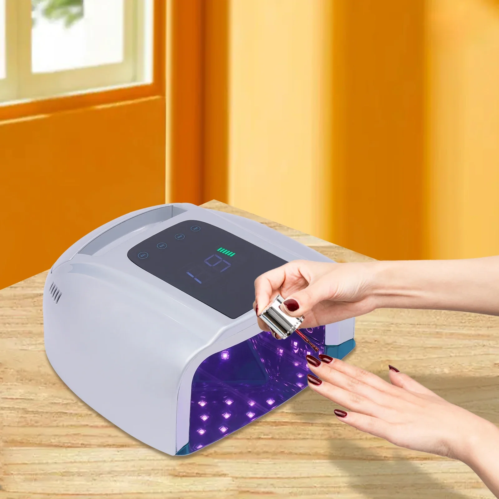 Lampe à ongles LED à double lumière 96W, sèche-ongles de manucure, lampe UV professionnelle sans fil avec écran LCD et 4 réglages de minuterie