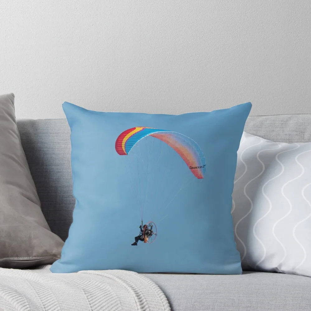 Powered Paraglider in Action. Throw Pillow Sofa Decorative Covers autumn decoration pillow