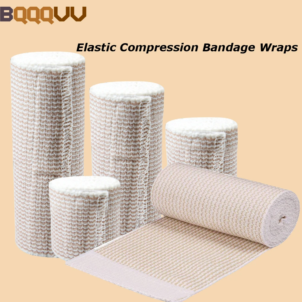 Elastic Stretched Compression Bandage Wraps with Self-Closure, Wound Care Product for Knees, First Aid Kit, Sports, 1Roll