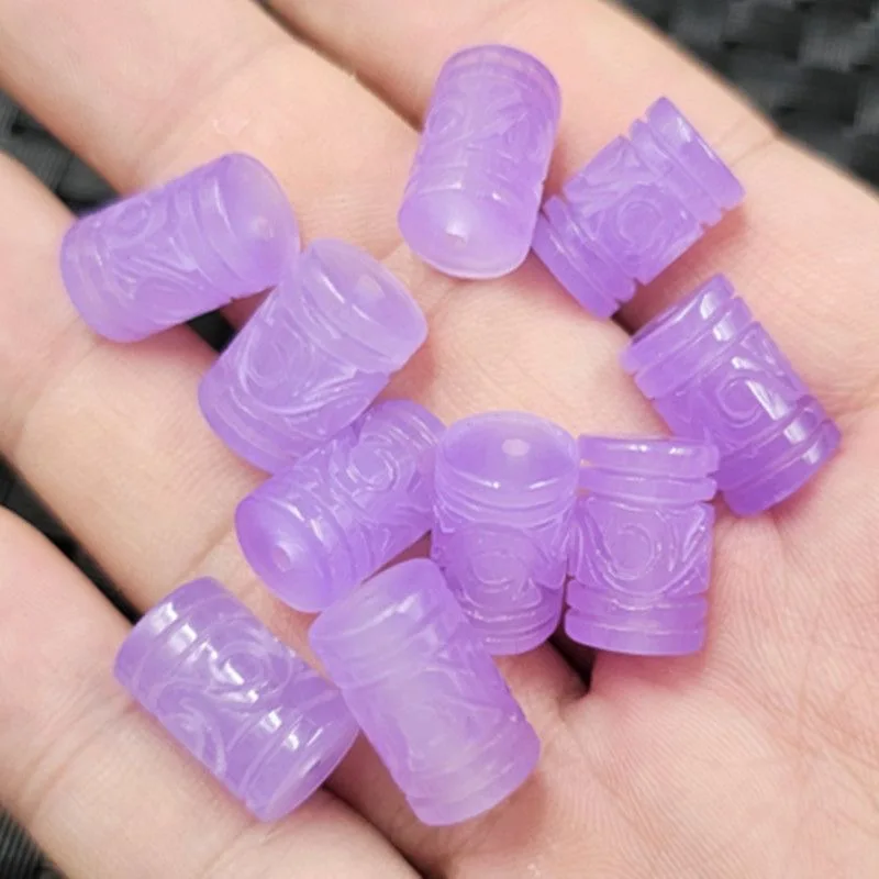 

5 шт., натуральный фиолетовый нефрит, резные бусины, браслет «сделай сам», браслет, очаровательные ювелирные изделия из жадеита, модные аксессуары, амулет, подарки для женщин и мужчин