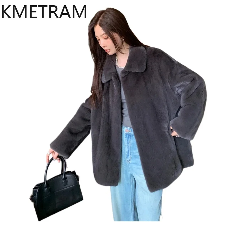 KMETRAM 100% veste de fourrure de vison entière femme luxe revers réel manteau de fourrure 2025 hiver nouveau dans les vêtements d'extérieur femmes vêtements шу onder