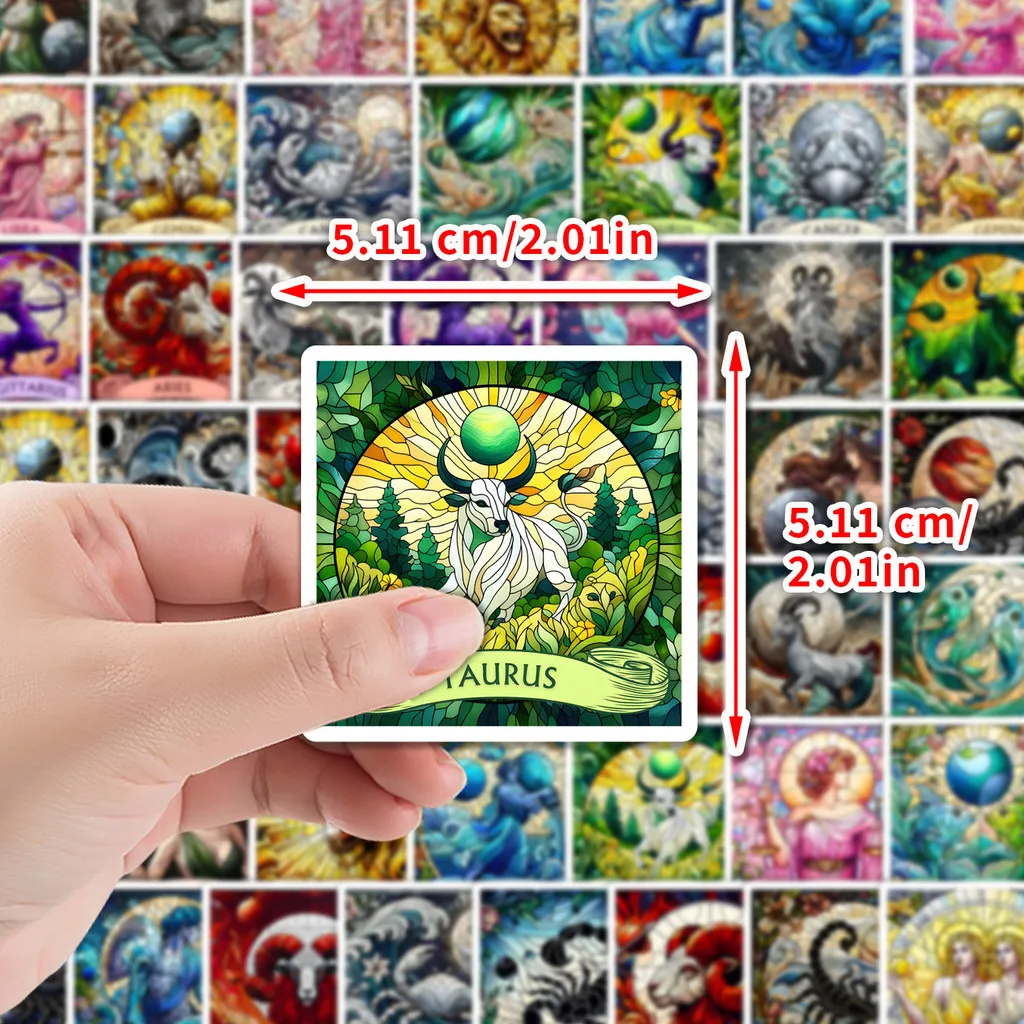 50 adesivi graffiti zodiacali - Decorazioni impermeabili per tazze d'acqua e telefoni, design costellazione fai-da-te (negozio anime mondo)
