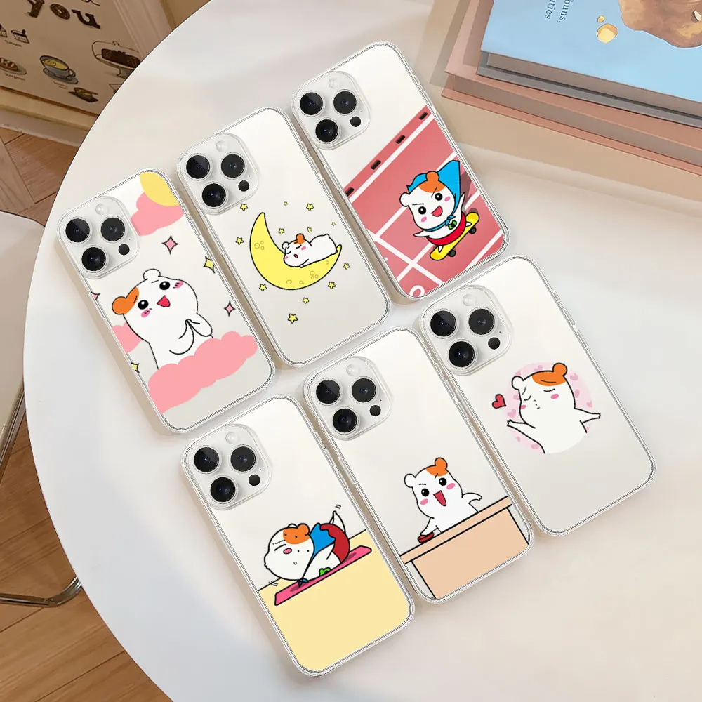 Cute Cartoon Oruchuban Ebichu Phone Case for iPhone 11 12 13 14 15 16 Max Pro Plus Transparent Soft Shell